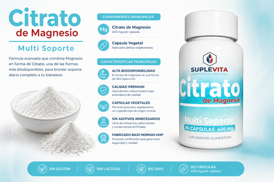 Citrato De Magnesio Suplevita 90 Cápsulas Biorregulador