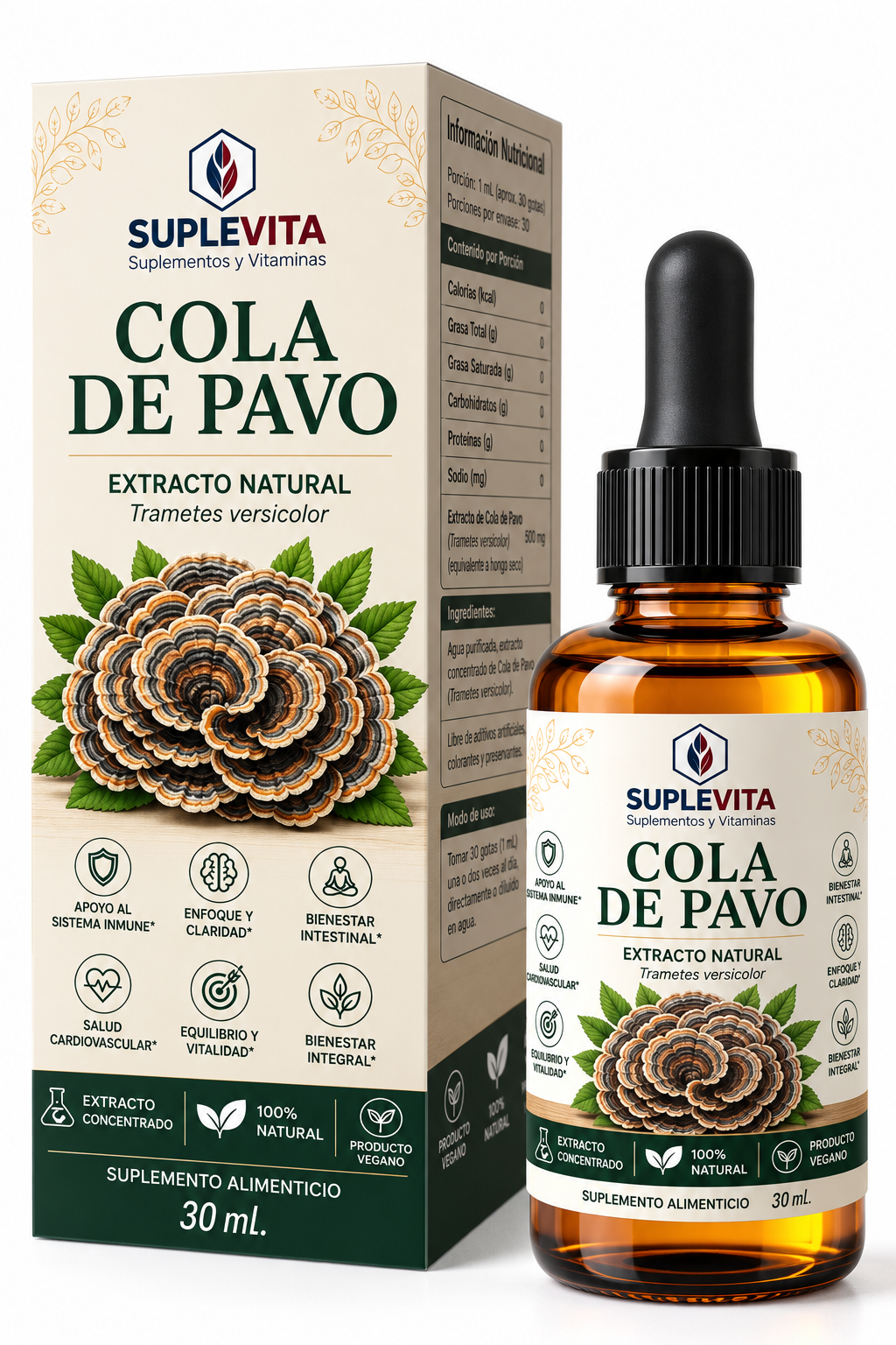 Cola De Pavo, Extracto Dual 2:1, 30 Ml Suplevita