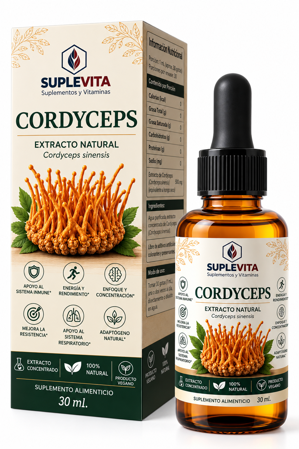 Cordyceps Extracto Dual 2:1 | 30 Ml | Suplevita